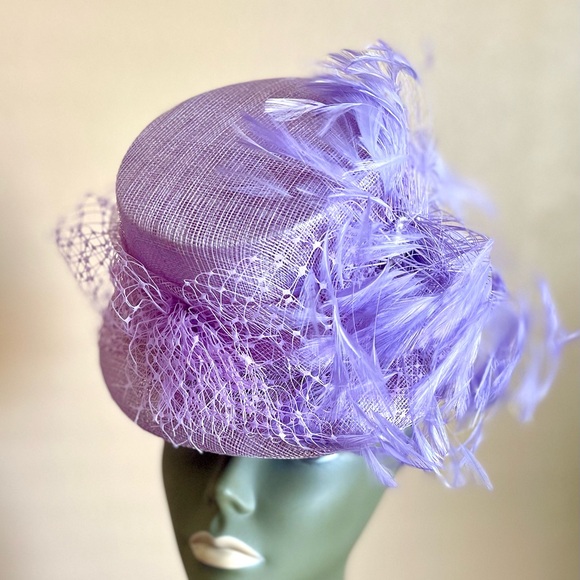 Purple short-Brimmed Hat with Feather Accents main image 5